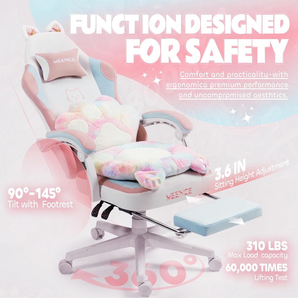 Gaming Chair Cushion - Sedia da gioco carina con orecchie