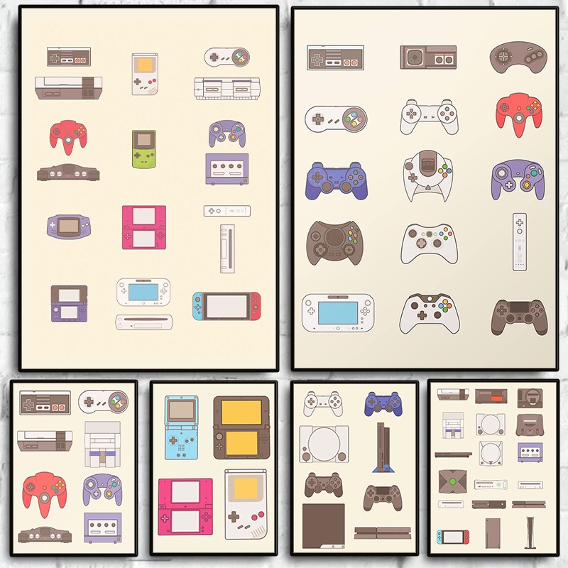 Gaming Console With - Poster su Tela dell'Evoluzione dei Videogiochi: